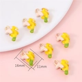 Banana enamel fruit charm pendant for DIY jewelry making in yellow and gold finish - Banana / 2 Pcs/Set