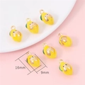 Handmade lemon fruit charm in yellow alloy enamel with gold edges for jewelry making - Lemon / 2 Pcs/Set