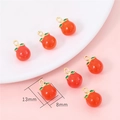 6pcs set of orange fruit alloy charms with green leaves for DIY jewelry making 13x8mm - Mandarin / 2 Pcs/Set