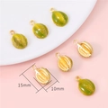 Golden alloy durian fruit charms for DIY jewelry making in yellow and green enamel - Durian / 2 Pcs/Set