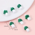 Enamel cabbage fruit charm in green and white finish for DIY jewelry, 15mm by 8mm size - Cabbage / 2 Pcs/Set