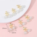 Golden cherry charm with white cat eye beads and rhinestones, size 20mm x 18mm - White Cherry / 2 Pcs/Set