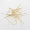 Alfileres de cabeza plana chapados en oro de 14K para bisutería y accesorios de bricolaje - 0.7x20mm (50 Piezas/Paquete) / Lleno de Oro 14K