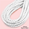 Perles cylindriques blanches en pâte polymère 6x6mm pour bijoux DIY, 62 pièces par lot - Blanc