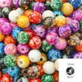 8mm multi-colored acrylic flower beads with marble texture and 1.5mm large hole for DIY - 8MM (100 Pieces/Pack) / Multicolor