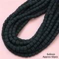 Fil de perles intercalaires 6x6mm noir mat en pâte polymère pour bijoux DIY - Noir