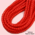 Perles cylindriques en pâte polymère rouge 6x6mm pour bijoux DIY, environ 62 pièces - Rouge
