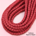 Perles cylindriques en pâte polymère rouge foncé mat 6x6mm pour bijoux DIY - Rouge Foncé
