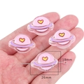 Pink resin UFO charm for DIY accessories with heart pattern measuring 26mm by 19mm - Planet / 4 Pieces/Pack