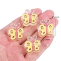 DIY butterfly acrylic beads set with yellow and pink floral patterns 25mm - Butterfly / 4 Pieces/Pack