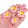 Pink and yellow acrylic flower beads with smile face, 26mm DIY craft accessories - Snow Bud Color Flower / 4 Pieces