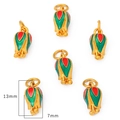 Ciondoli a tulipano in oro di sabbia e smalto per bracciali fai-da-te 13mm verde e rosso - Bocciolo di Fiore (7x13mm) / Oro