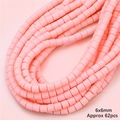 Perles cylindriques en argile rose clair 6x6mm pour création bracelet ethnique - Rose Coréen