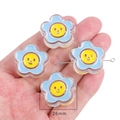 DIY flower shaped acrylic beads with smiley face pattern 26mm blue petals charm - Lake Blue Flower / 4 Pieces