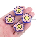 DIY flower charm with smiley face in pink and blue acrylic for jewelry making, 26mm size - Royal Blue Flower / 4 Pieces