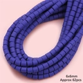 Perles cylindriques mates bleu foncé en pâte polymère pour bijoux DIY, taille 6x6mm, 62 pcs - Bleu royal