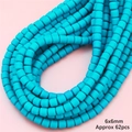 Perles intercalaires mates bleu lac 6x6mm pour bijoux DIY lot de 62 pièces - Bleu Paon