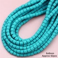 Perles cylindriques en pâte polymère bleu sarcelle 6x6mm pour bijoux faits main - Bleu lac