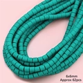 Perles cylindriques en pâte polymère bleu Tiffany 6x6mm pour bijoux DIY, pack de 62 pièces - Vert Paon