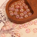 Pink translucent cherry blossom beads with gold glitter for DIY jewelry making - 10x10mm (20 Pcs/Pack) / Deep Pink