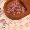 Pink translucent flower resin beads for DIY jewelry making in heart shaped wooden tray - 10x10mm (20 Pcs/Pack) / Watermelon Pink