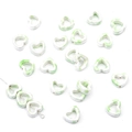 Heart-shaped ceramic beads with green marble ink pattern for DIY jewelry making - Heart / Set of 4 / White+Green