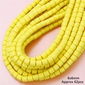 Perles cylindriques jaunes en argile polymère 6x6mm pour bijoux DIY, lot de 62 pièces - Light jaune