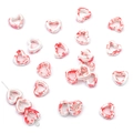 Ceramic heart beads with red ink splash marble pattern for DIY jewelry making - Heart / Set of 4 / Gold with Red Gems