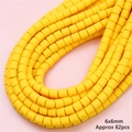 Perles cylindriques en pâte polymère jaune 6x6mm pour création de bijoux DIY - Jaune