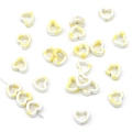 DIY ceramic heart beads in white and yellow ink-splashed pattern for jewelry making - Heart / Set of 4 / White + Yellow