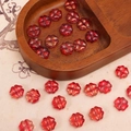 Sparkling red clover beads with gold leaf texture for DIY jewelry making and crafts - 10x10mm (20 Pcs/Pack) / Red