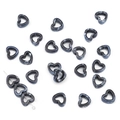 Hollow heart-shaped ceramic beads with ink splattered marble pattern for DIY jewelry - Heart / Set of 4 / Black Series