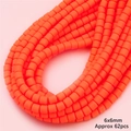 Perles carrées en pâte polymère orange vif 6x6mm pour bijoux DIY, fil de 62 pièces env - Rouge Orangé