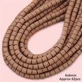 Perles cylindriques en pâte polymère marron 6x6mm pour bijoux DIY, fil de 62 pièces - Marron