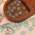 Translucent blue flower beads with gold glitter center for DIY jewelry making - 10x10mm (20 Pcs/Pack) / Lake Blue