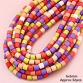 Perles cylindriques colorées en pâte polymère 6x6mm pour création de bijoux DIY - Mélange Macaron