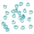 Sky blue heart shaped ceramic beads with ice crackle glaze for DIY jewelry making - Heart / Set of 4 / Blue & Green