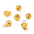 Set of six 10mm gold-plated bell pendants with embossed hollow sphere design - 10mm / Tiger Head Bell (Slight Sound)