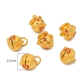 Golden tiger bell pendant in matte sand gold with red enamel king character detail - 11mm / Small Tiger Bell (Silent)