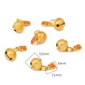 Pendentifs clochettes dorés mats avec caractères Fu rouges pour bijoux DIY, 12 mm - Cloche de Fortune (Léger Son)