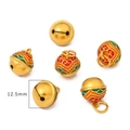 Clochette en émail doré 12,5mm avec motifs floraux colorés pour création de bijoux - Cloche Ruyi (Léger Son)