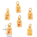 Set of 6 gold plated Zhaocai rectangular lucky charms with red Chinese characters - Beckoning Wealth