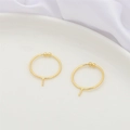 Orecchini a cerchio geometrici placcati oro 18K con barre di sospensione verticali - Anello Regolabile con Perno per Perla a Mezzo Foro (Colore Oro 14K)