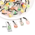 Miniature resin fruit juice bottle pendants in various flavors for DIY jewelry making - Fruit Cup with Black Straw (Mixed Colors) / Set of 6