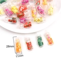 Miniature 28mm fruit bottle pendant with strawberry and kiwi slices for DIY jewelry - Small Wishing Bottle (Mixed Colors) / Set of 6