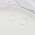 Orecchini a cerchio in argento con doppia perla e barra verticale su seta bianca - Anello Regolabile con Perno per Perla a Mezzo Foro (Colore Argento)