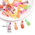 Miniature resin strawberry fruit juice bottle pendant for DIY earring jewelry making - Fruit Cup with Twisted Straw (Mixed Colors) / Set of 6