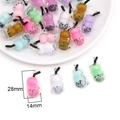 Amuletos de oso boba tea de resina colorida para joyas DIY, accesorios 28x14mm - Oso de Té con Leche (Colores Mezclados)