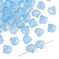 Macro detail of translucent blue shell-shaped beads for handmade DIY hairpins and jewelry - Scallop Shape / 20 Pieces/Pack (10x10mm, 6mm Thick) / Silver Glitter Translucent Blue