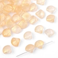 Detailed view of champagne scallop shell beads with pearl coating for DIY jewelry - Scallop Shape / 20 Pieces/Pack (10x10mm, 6mm Thick) / Gold Glitter Beige